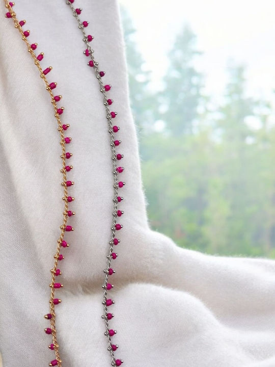 Vergoldete Fußkette aus Stahl Rosa