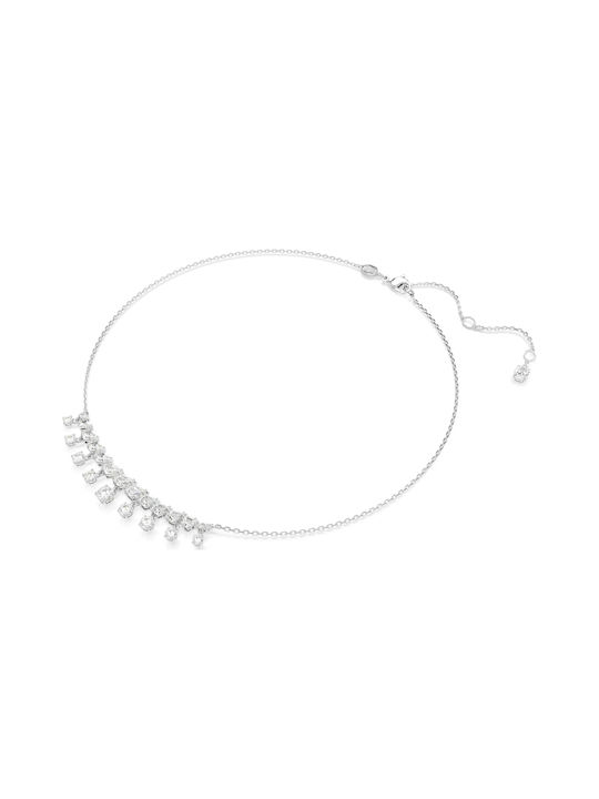 Halskette Idyllia Mix aus Schneeflocken-Weißem Emaille, Rhodium-Beschichtung, Weißem Swarovski