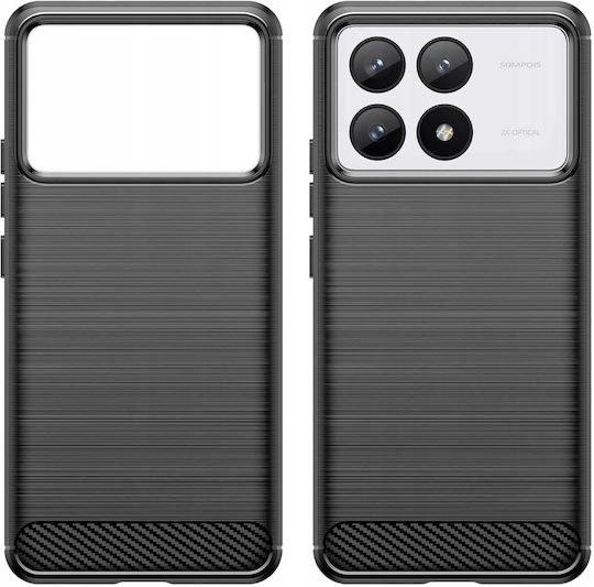 Spacecase Carbon Задна корица Силикон Черен (Poco F6 Pro)