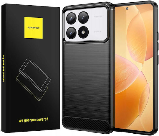 Spacecase Carbon Задна корица Силикон Черен (Poco F6 Pro)