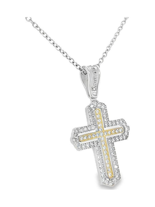 Xryseio Damen Weißgold Kreuz 14K Beidseitig