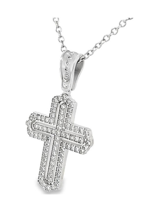 Xryseio Damen Weißgold Kreuz 14K Beidseitig