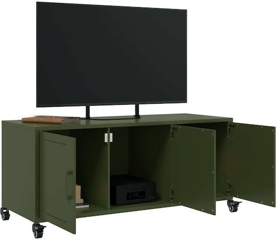 Metal TV Stand with Wheels Olive Green M100.5xD39xH43.5cm