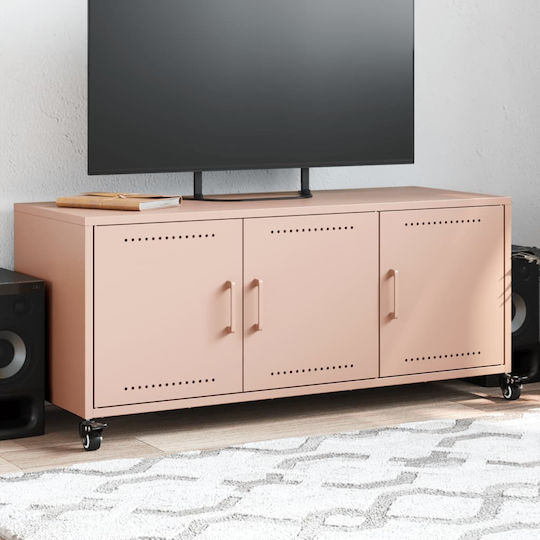 Metal TV Stand with Wheels Pink M100.5xD39xH43.5cm