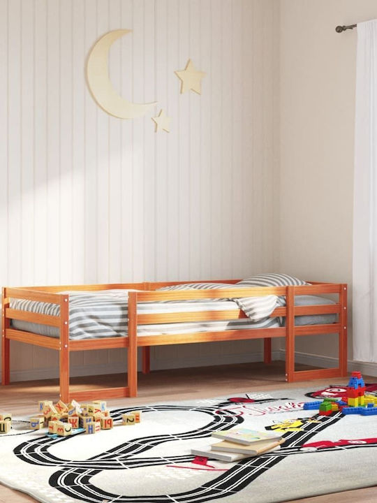 Kinderbett Klassisch Einzeln Braun für Matratze 80x200cm