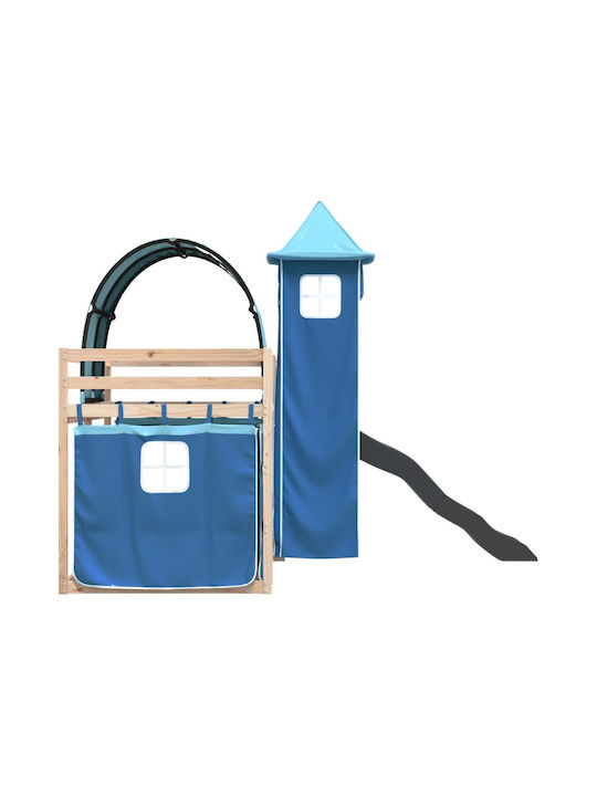 Kids Bed Loft Bed Single Blue for Mattress 80x200cm