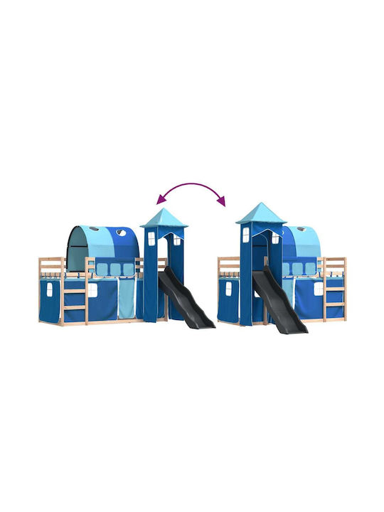 Kids Bed Loft Bed Single Blue for Mattress 80x200cm