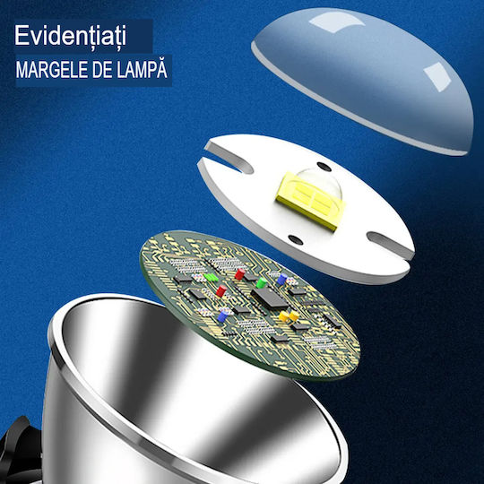 Boruit Lumină de lucru și de sit, cu baterie Lanternă LED cu Luminozitate Maximă 20000lm Negru