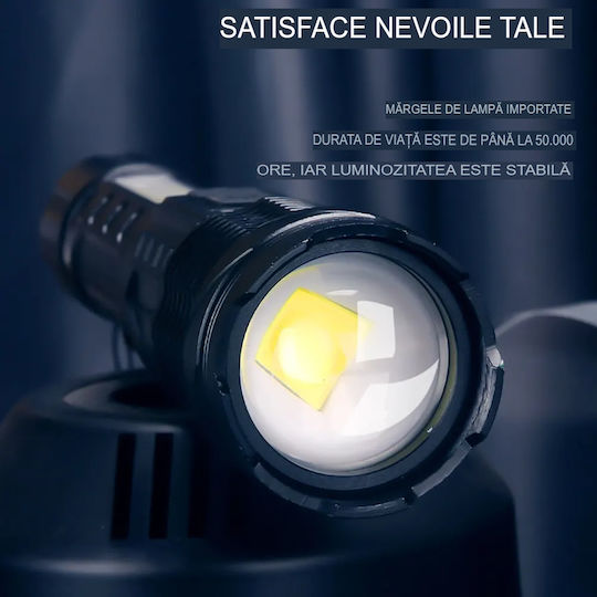 Boruit Lumină de lucru și de sit, cu baterie Lanternă LED cu Luminozitate Maximă 20000lm Negru