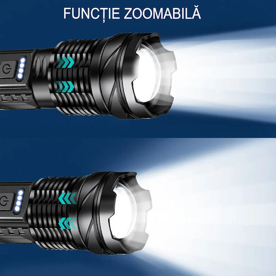 Boruit Lumină de lucru și de sit, cu baterie Lanternă LED cu Luminozitate Maximă 20000lm Negru