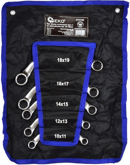 Set Half-Moon Ring Keys Geko 5 Pieces 10x11 12x13 14x15 16x17 18x19 Textile Case