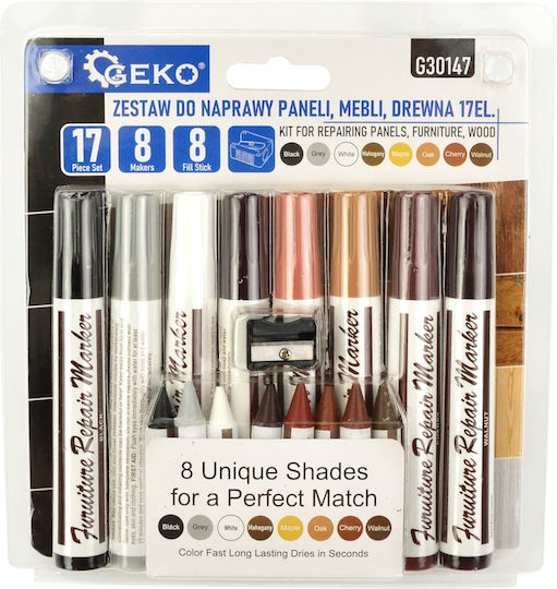 Geko Set Markers Permanent Repair for Wood 17pcs