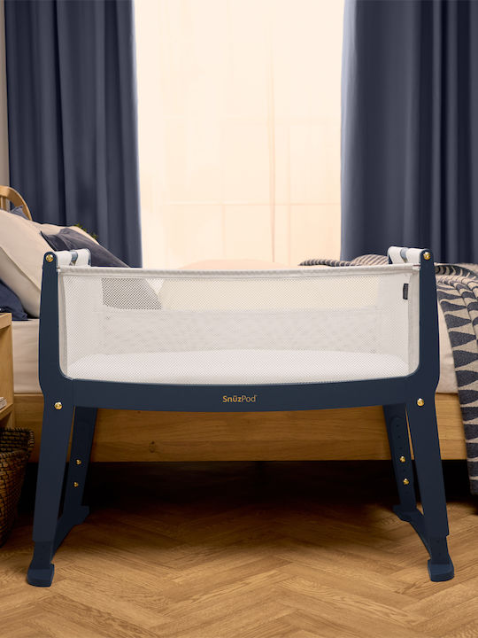 Snuz Λίκνο Snuzpod Studio London με Στρώμα και Πλαϊνό Άνοιγμα Navy Μπλε