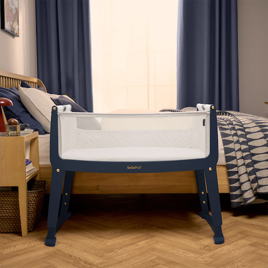 Snuz Cradle Snuzpod Studio London with Mattress and Side Opening Navy Blue