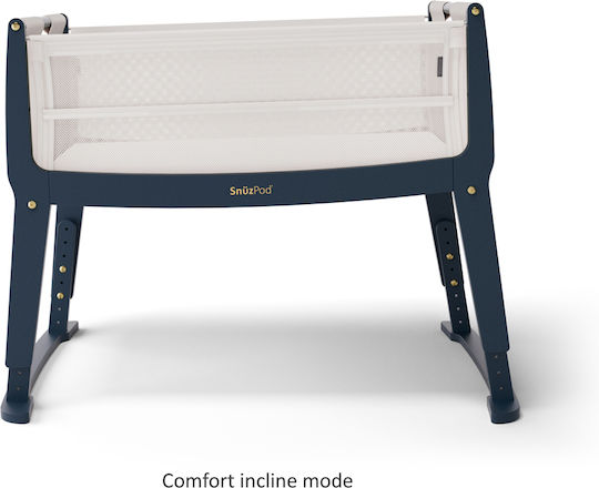 Snuz Cradle Snuzpod Studio London with Mattress and Side Opening Navy Blue