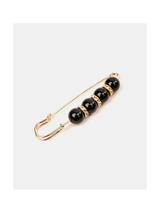 Pearls & Strass Black Pin