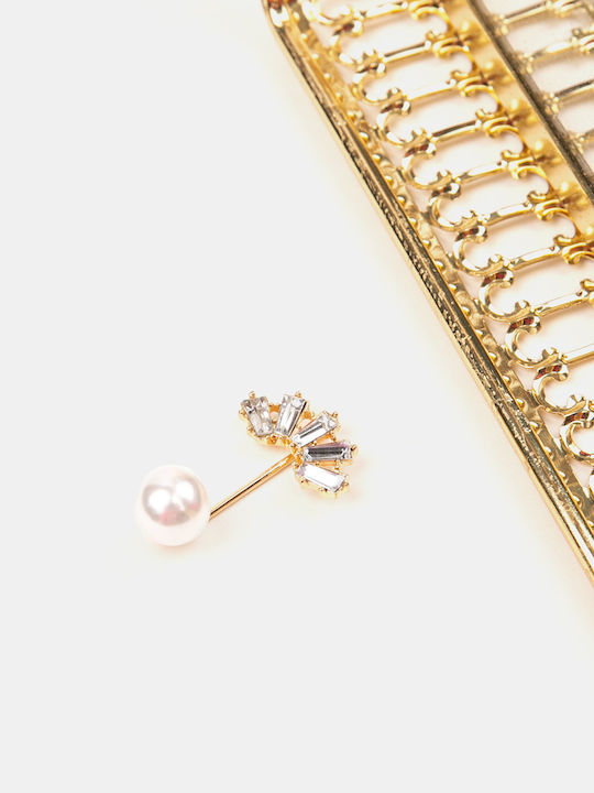 Καρφίτσα Strass & Πέρλα Χρυσό Χρυσό
