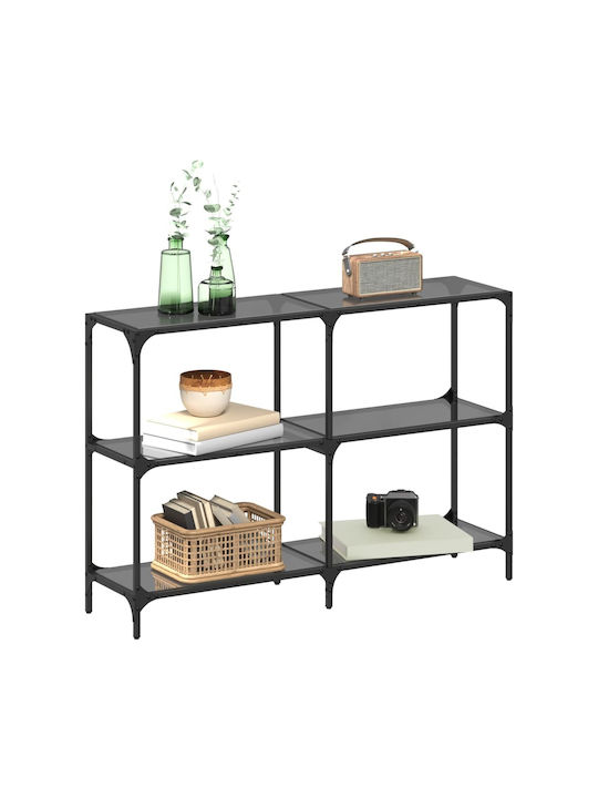 Console Table Metal with Glass Surface Black Velvet-Black Metal L118.5xW30xH81cm