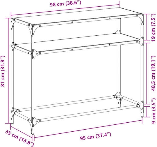 Konsole Black L98xB35xH81cm