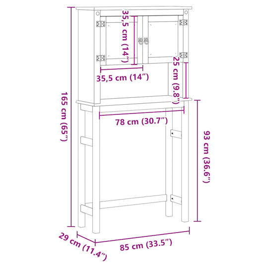 vidaXL Ντουλάπι Μπάνιου Πλυντηρίου 85x29x165cm Καφέ