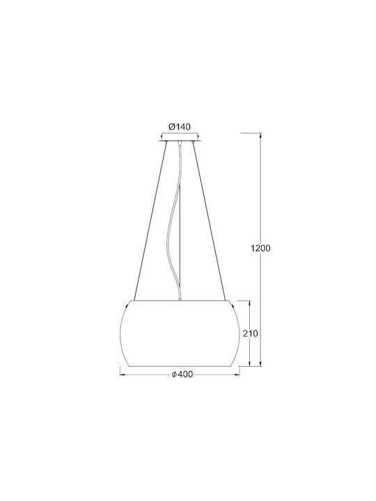 Aca Pontiac Κρεμαστό Φωτιστικό Διάφανο με Ντουί E27 40x40x128εκ.