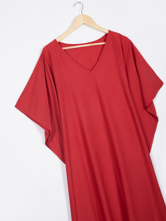 Women's V Neck Red Dress