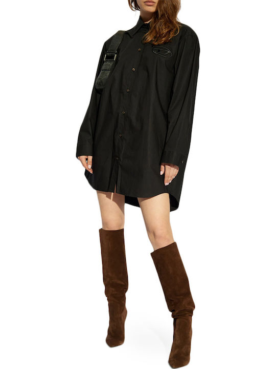 Mini Shirt Dress Dress Black