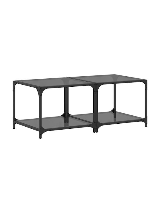 Rectangular Side Table Glass Black L50xW50xH40cm