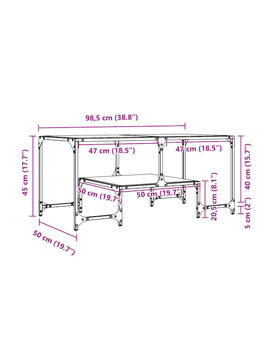 Rechteckiger Zentraler Kaffeetisch Aus Glas Transparent M98.5xB50xH45cm