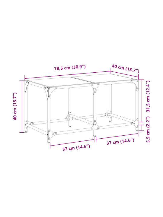 Rectangular Central Glass Transparent Coffee Table W78.5xD40xH40cm