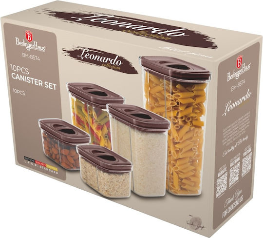 Berlinger Haus Set 5 Stück Lebensmittelgläser Allgemeine Verwendung mit Luftdichtem Deckel Kunststoff Transparent 460ml