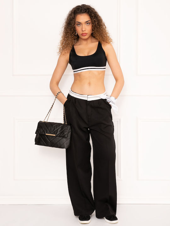 Women's Casual Pleated Trousers Black Black