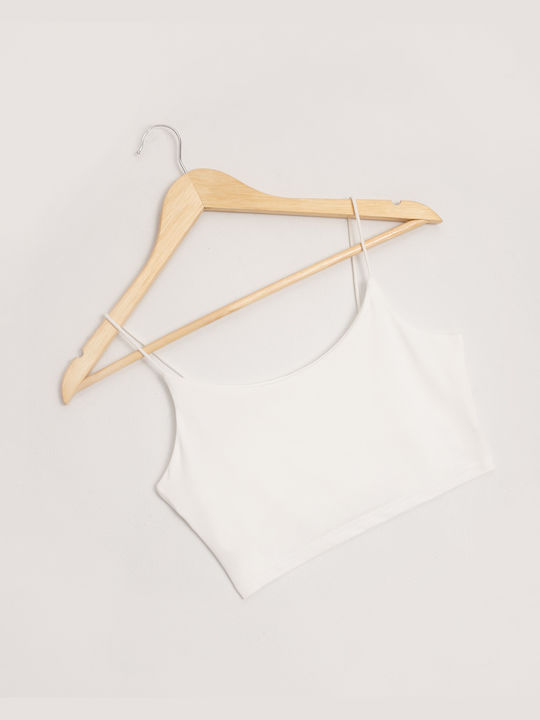 Crop Top Thin Strap White