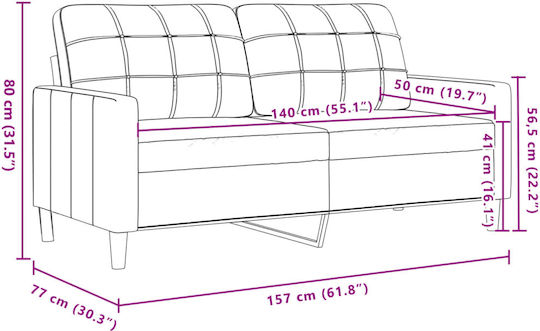 Двуместен Диван Кадифе Черно 157x77x80см.