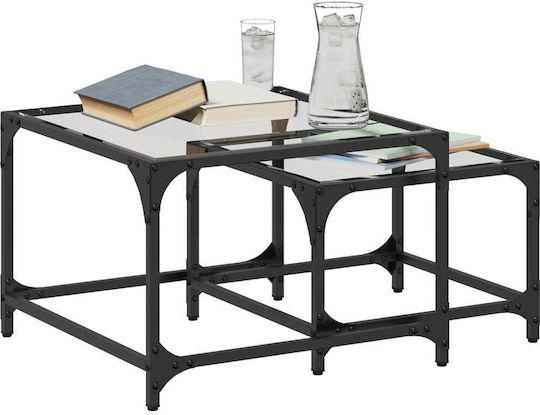 Satztisch-Set 2Stück B50xT50xH35cm Transparent Glass Satztisch-Set 2Stück B50xT50xH35cm Transparent Glass