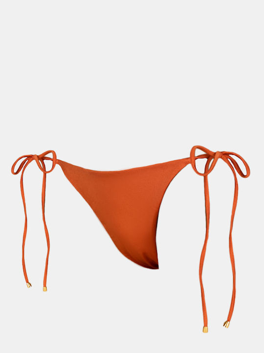 Bikini Bottoms cu Șireturi Terracotta