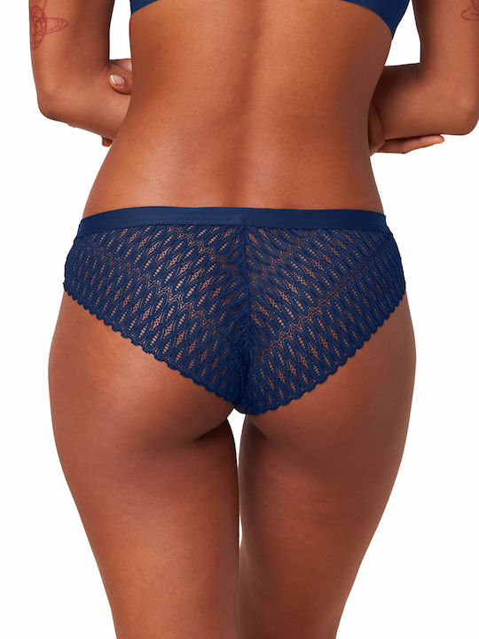 Triumph Aura Spotlight Women's Brazil Seamless with Lace Blue