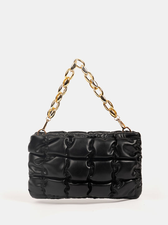 Schwarze Schultertasche mit goldener Kette
