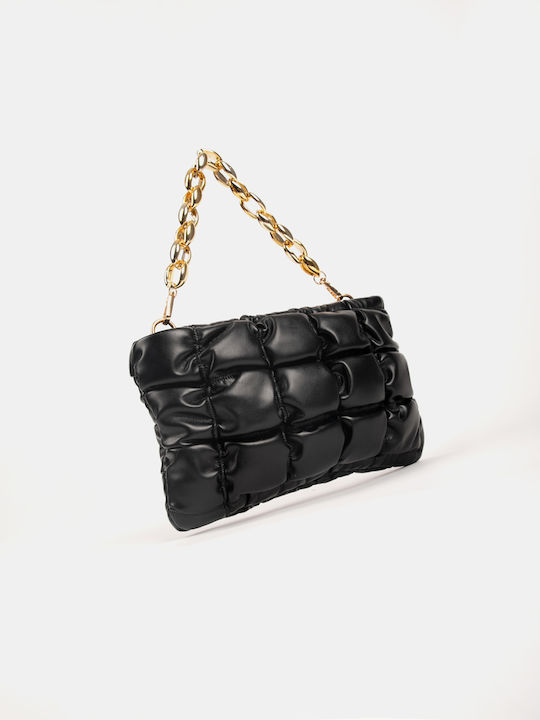 Schwarze Schultertasche mit goldener Kette
