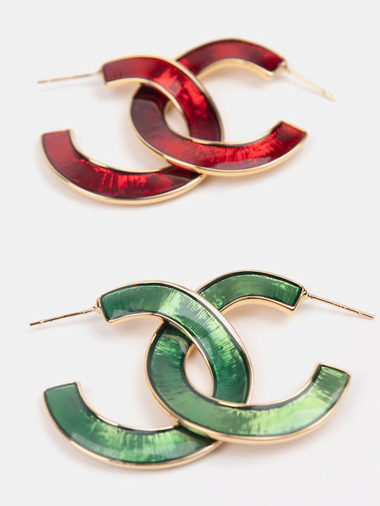Dangling Round Earrings Red Red