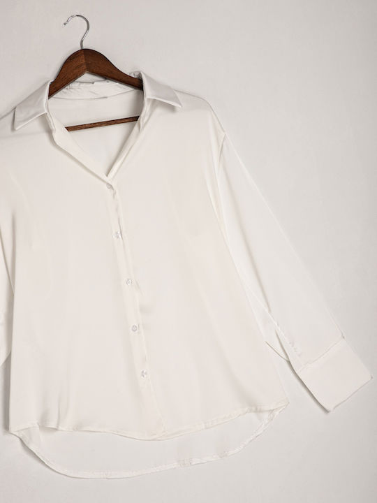 Women's Satin Shirt White White