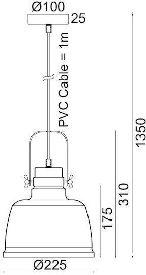 Aca Pendant Light Black Bell with Socket E27