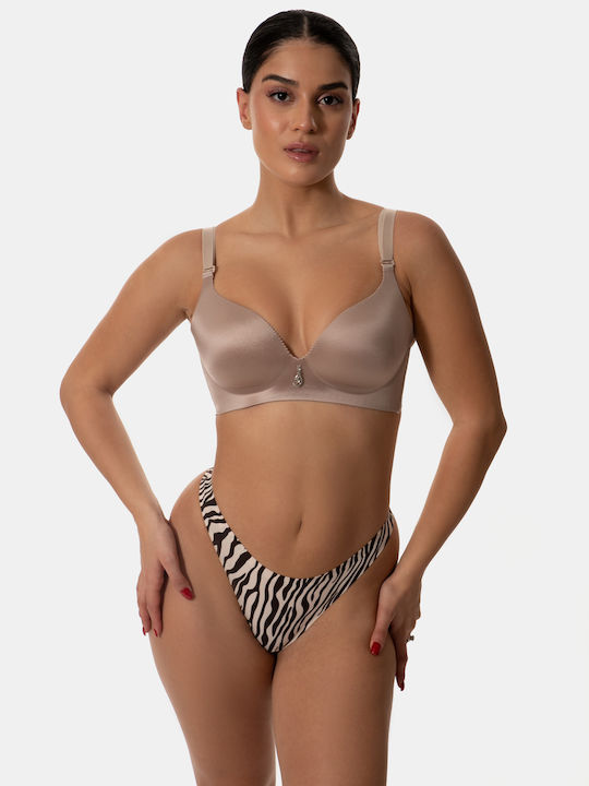 Push-Up-BH Tiefer Ausschnitt Cup D Beige Beige