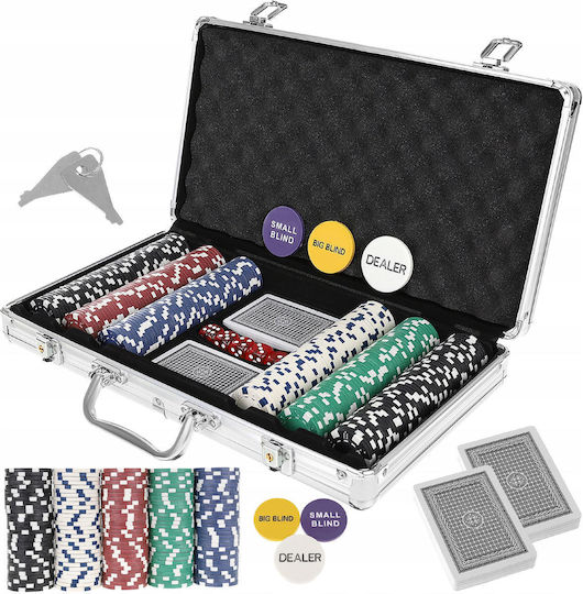 Set 300 Fise de Poker in Valiza cu 2 Pachete de Carti