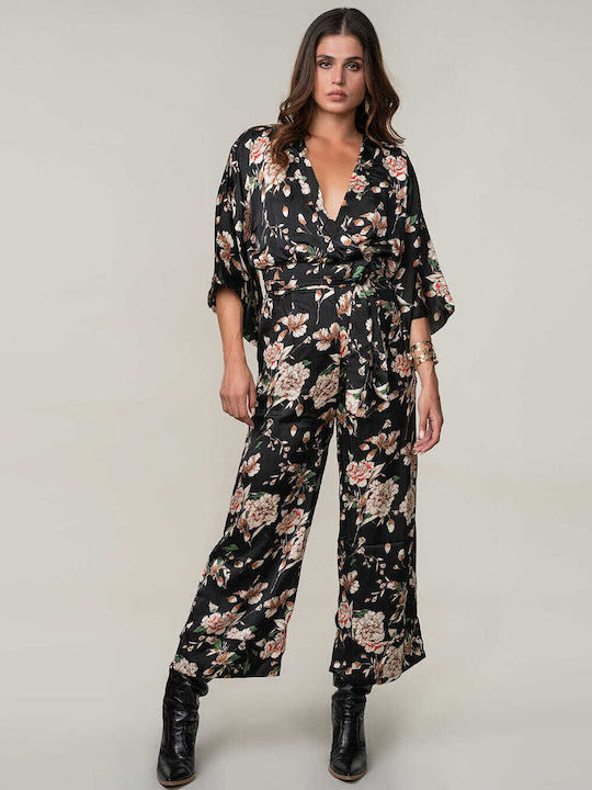 Floral Black One-piece Jumpsuit