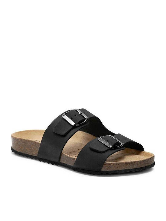 Geox Brionia Δερμάτινα Ανατομικά Σανδάλια Μαύρα