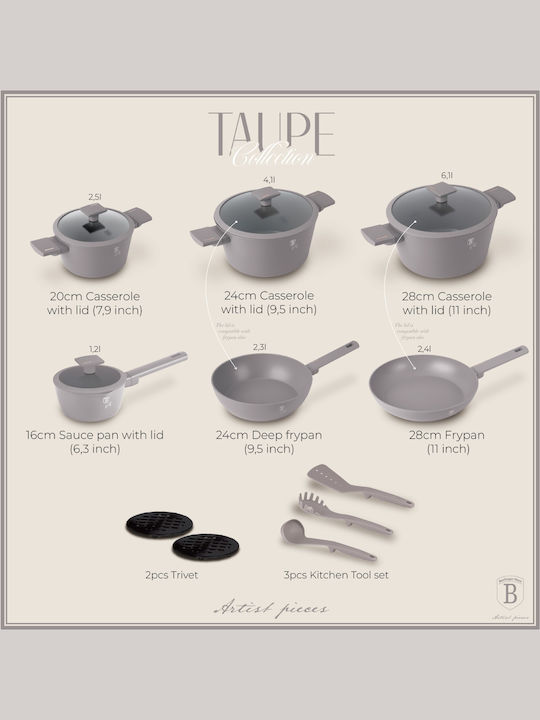 Berlinger Haus Комплект съдове за готвене от Алуминий Taupe Collection 3бр