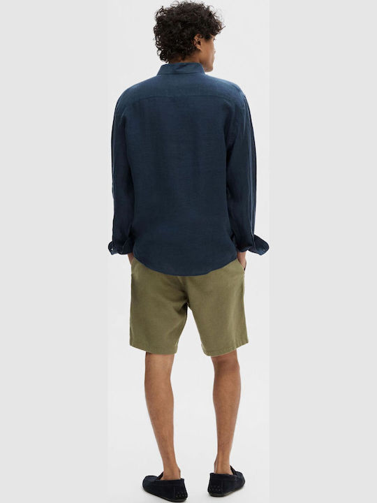 Langärmlig Leinen Hemd Blue
