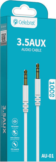 Celebrat Cablu Audio 3,5 mm Male - 3,5 mm Male Alb 1m AU-01