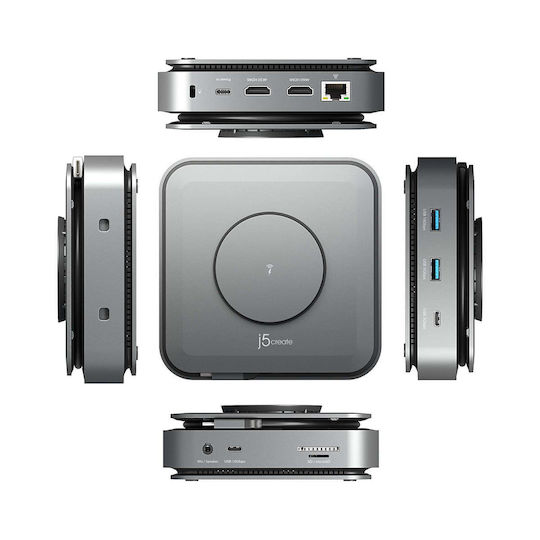 J5create Dock / USB-C Docking Station mit HDMI 4K PD Ethernet und Verbindung 2 Monitore Gray (JCD3199-N)